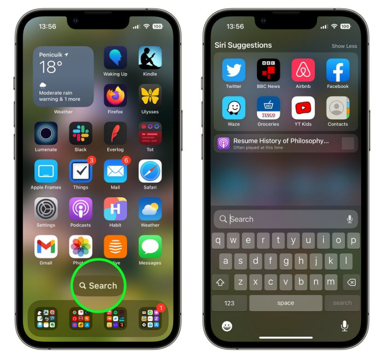 阜南苹果手机维修分享升级到 iOS 16 后，如何删除主屏幕上的搜索按钮 