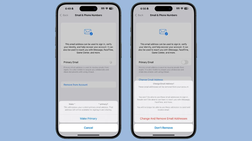 阜南苹果手机维修分享苹果 iOS 18.1 支持设置“主要”邮箱地址并更改 iCloud 邮箱 