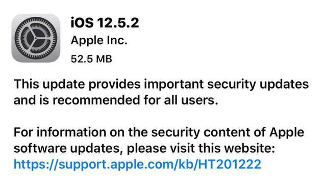 阜南苹果手机维修分享iOS12.5.2发布，建议所有老苹果用户安装 